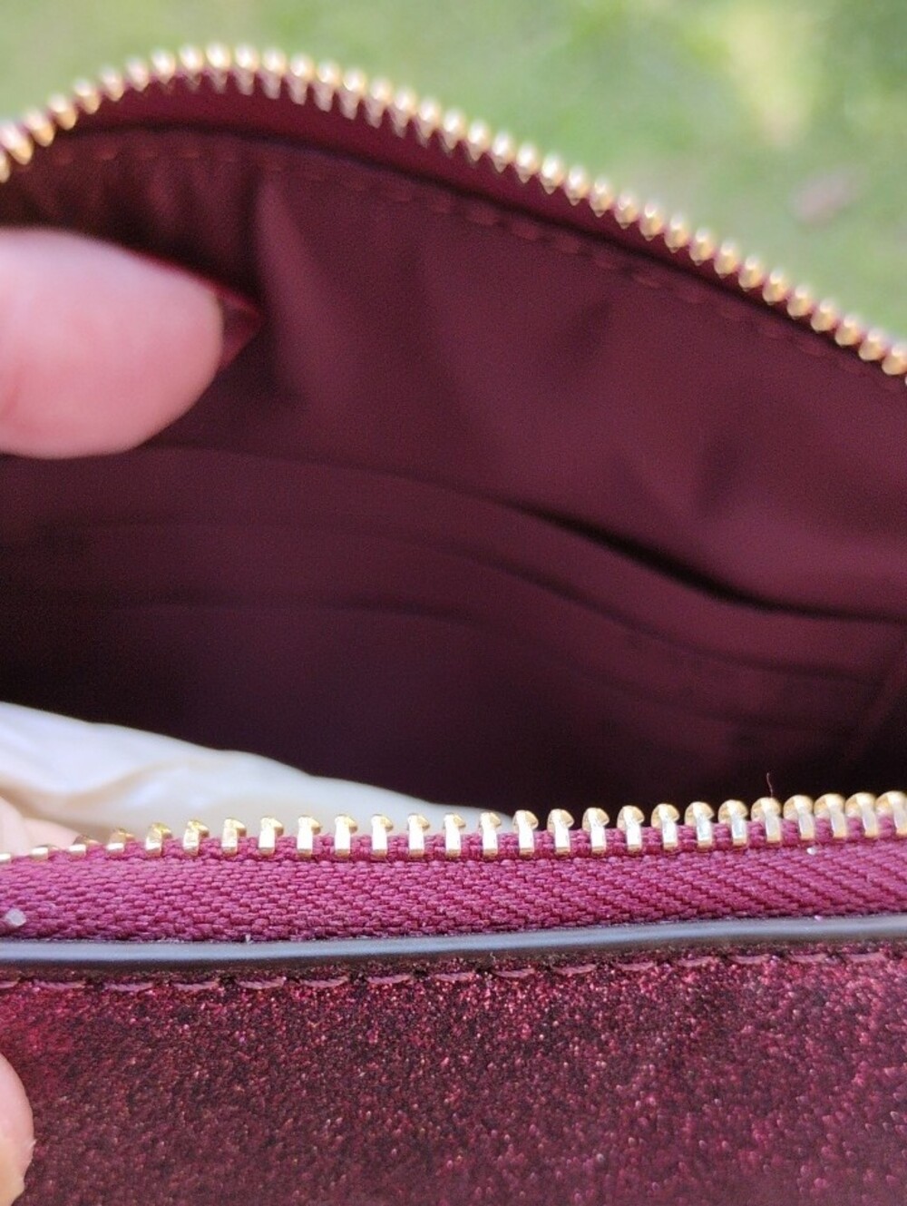 kate spade NWT $249 Deep Berry Glittery Fabric Tinsel Dome Crossbody Bag - Picture 11 of 11